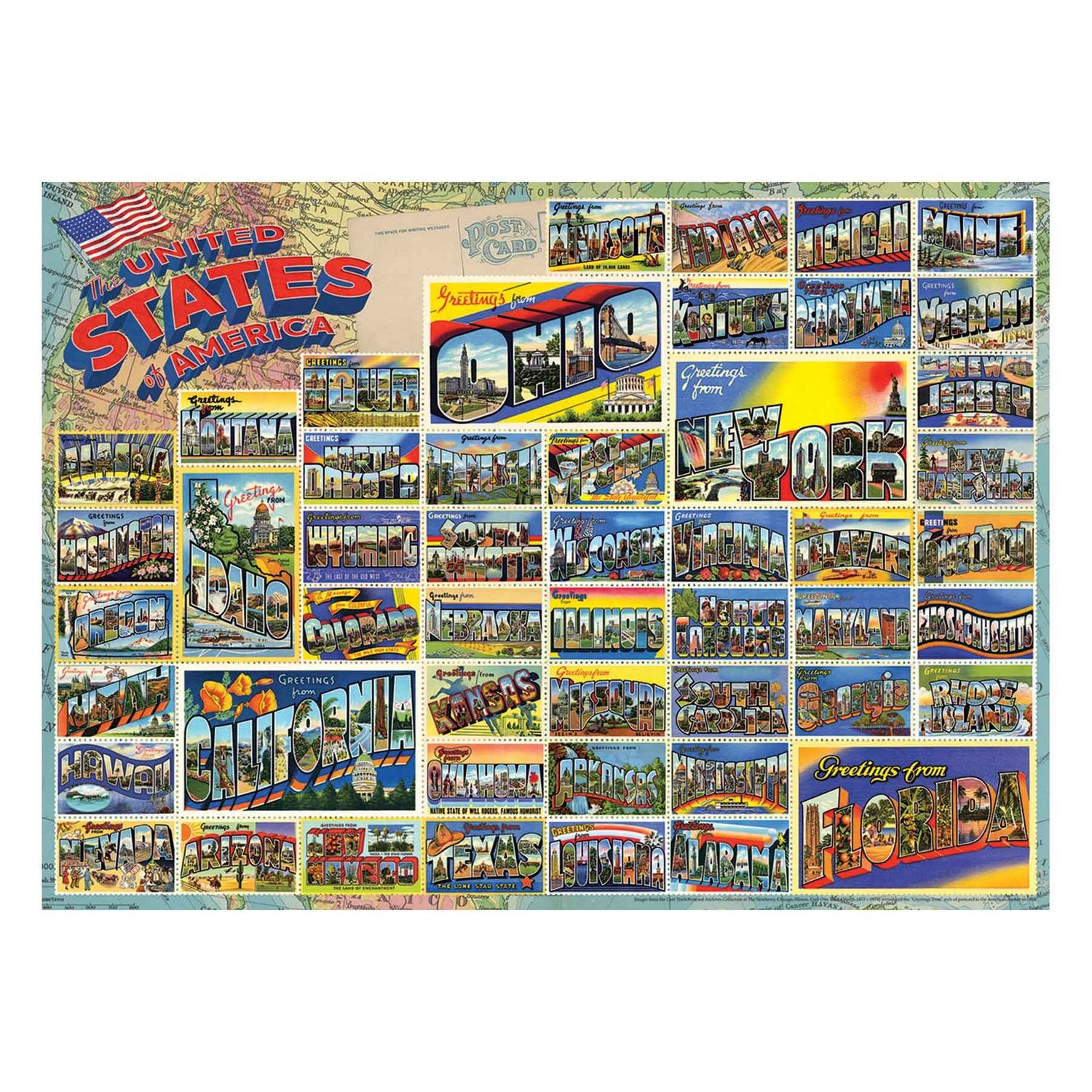 Vintage American Postcards Puzzle 1000 pc