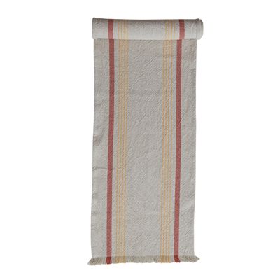 Striped Table Runner with Eyelash Fringe