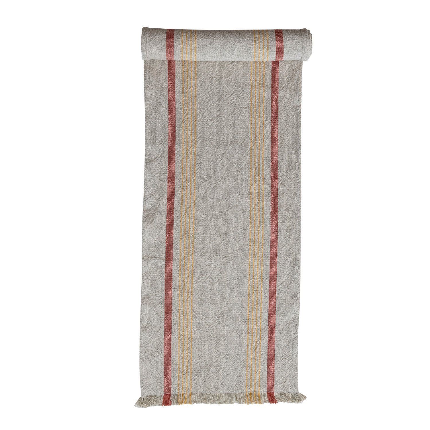 Striped Table Runner with Eyelash Fringe