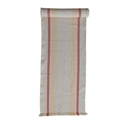 Striped Table Runner with Eyelash Fringe