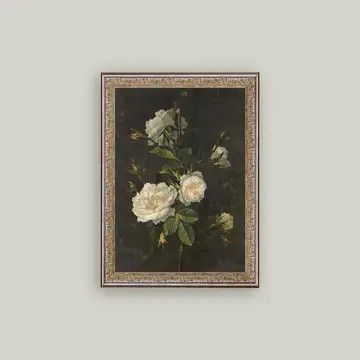 Moody Still Life Rose Vintage Antique Style Art Sign 12"x16"