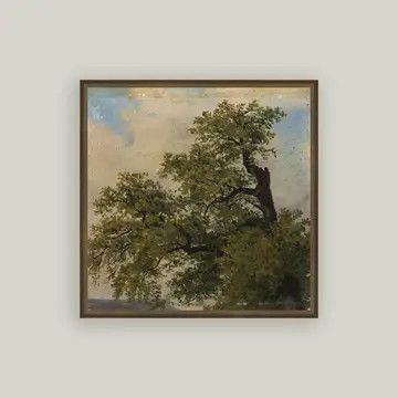 Painted Trees Vintage Framed Antique Style Wall Art Sign | 24x24”
