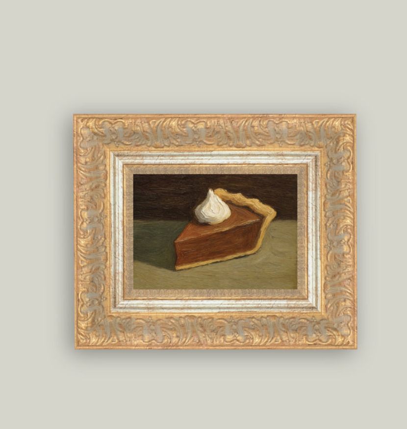 Pumpkin Pie Slice Copper Gold Framed Wall Canvas 9 x 7 Art Print