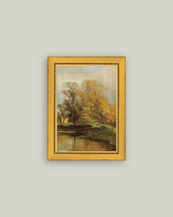 Golden Reflections Beaded Brass Vintage Framed Antique Style Wall Art Sign (4"x6")