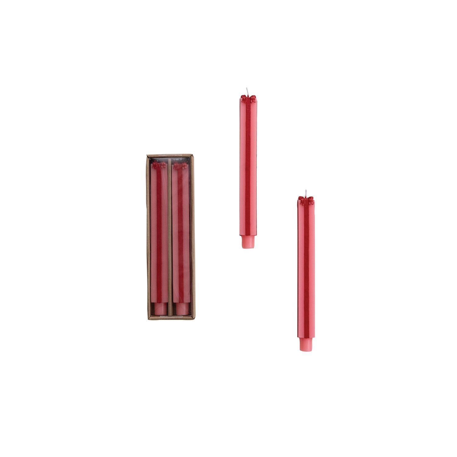 Unscented Gift Package Shaped Taper Candles (2 pack) Pink &amp; Red Long
