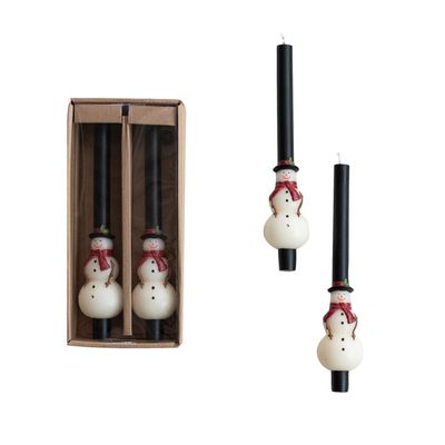 Unscented Snowman Shaped Taper Candles (2 pack)
