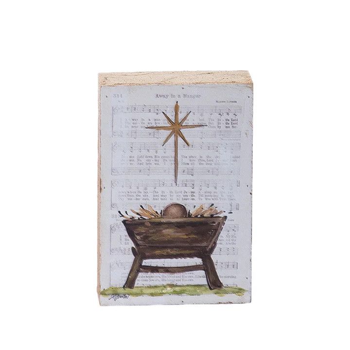 Hand Painted Manger Block