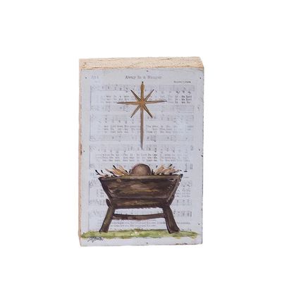 Hand Painted Manger Block