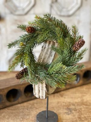 White Spruce Candle Ring w/Cones 9”