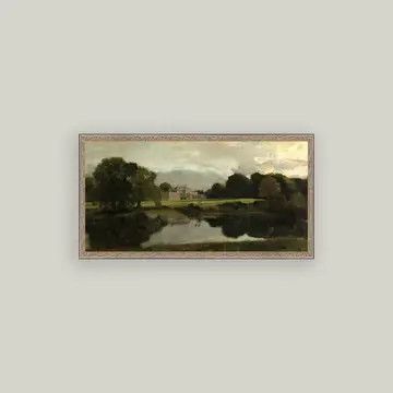 Malvern Hall in Warwickshire: Vintage Framed Canvas 30"x16"