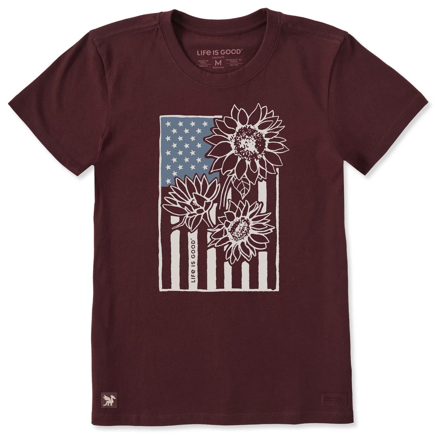 Life is Good Women’s Sunflower Old Glory Tee, Size: MD