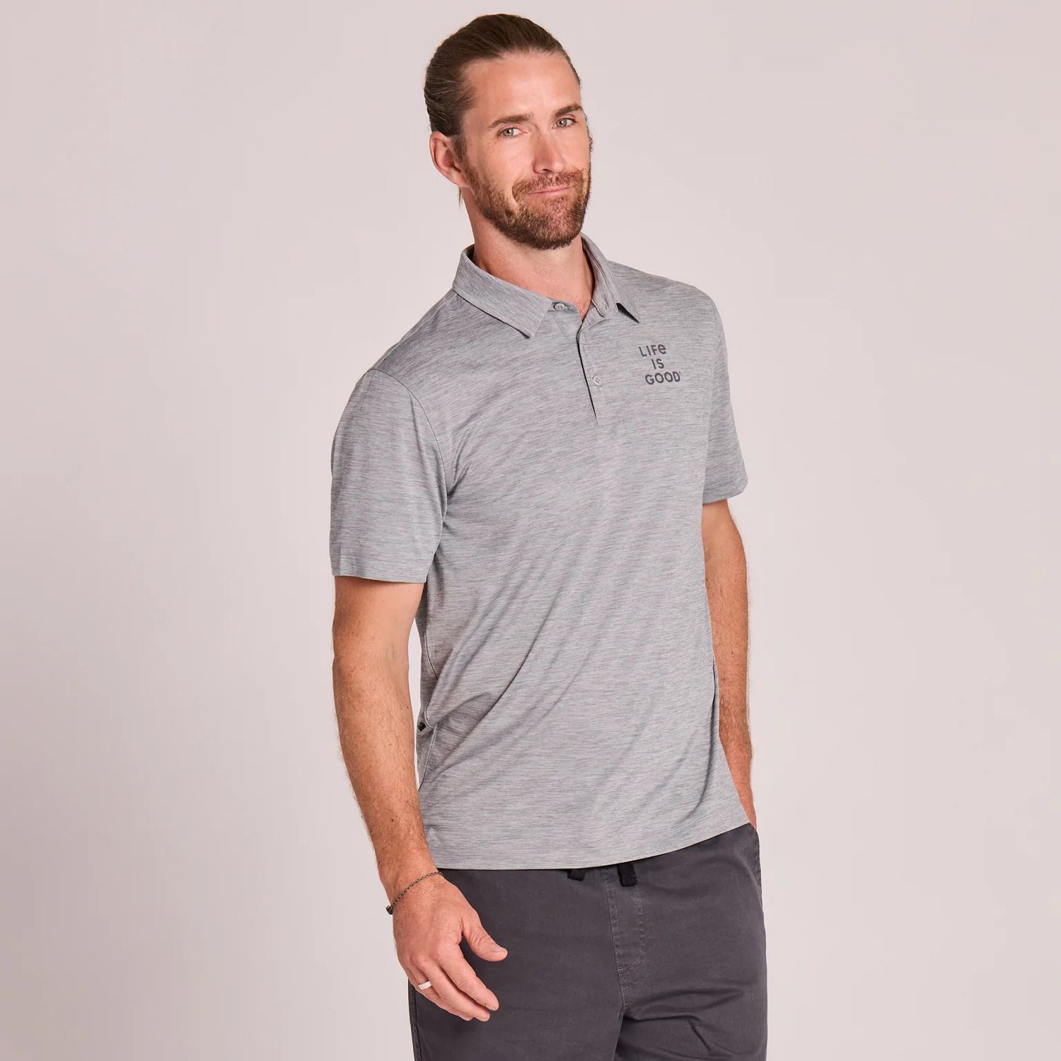 Life is Good Men's Sun Crusher Polo Heather Gray, Color: Heather Gray, Size: MD