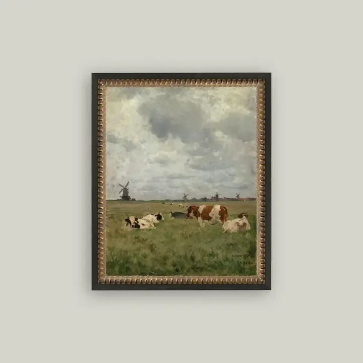 Cattle On the Pasture Framed Vintage Framed Wall Art 18 x 22