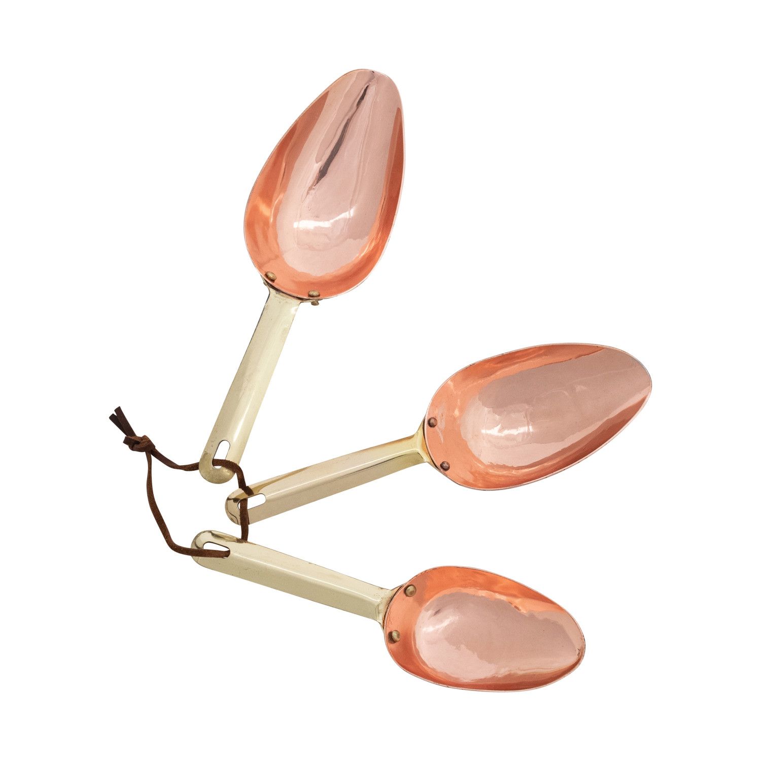 Stainless Steel Scoops w/ Copper &amp; Brass Finish, Set of 3