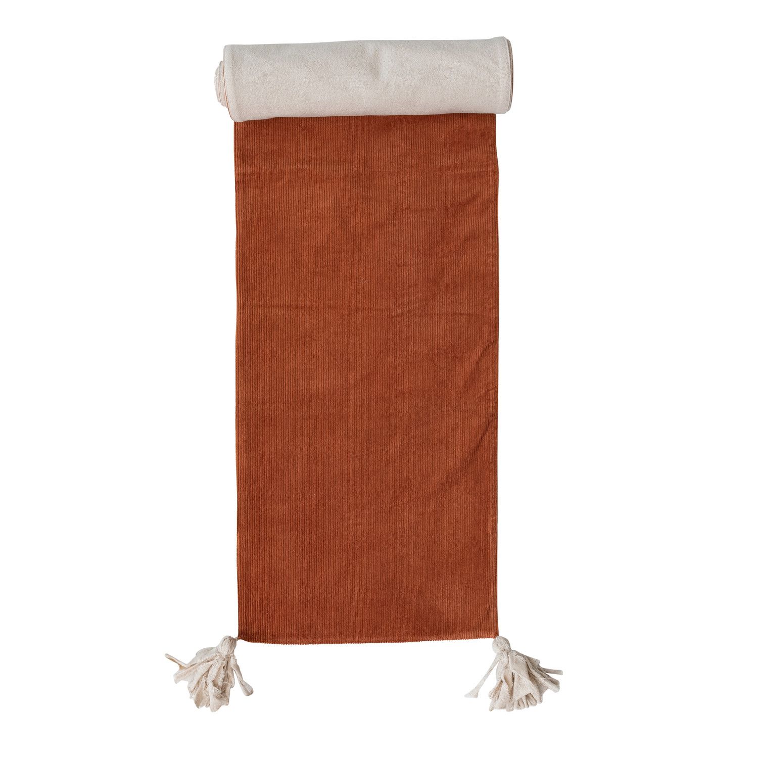 Two-Sided Table Runner with Frayed Tassles
