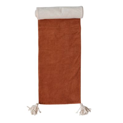 Two-Sided Table Runner with Frayed Tassles