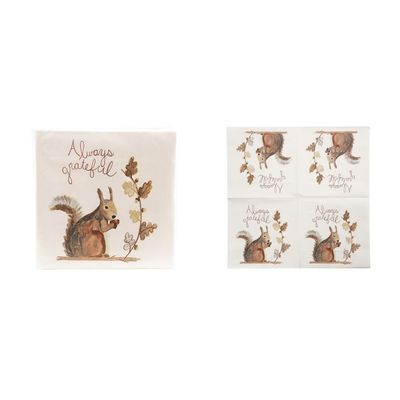 "Always Grateful" Paper Napkins with Squirrel (Set of 50)