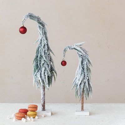 Faux Evergreen Tree with Red Ornament