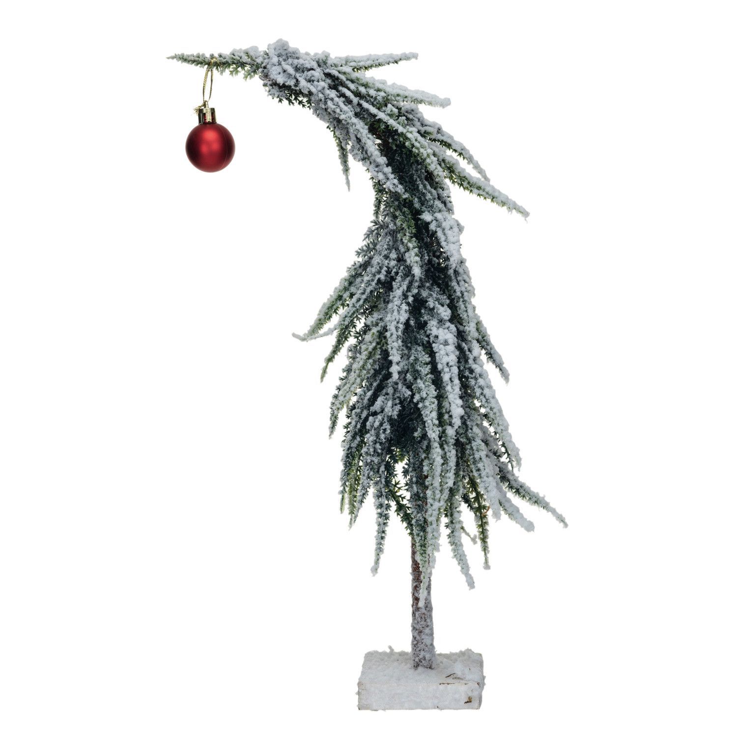 Faux Evergreen Tree with Red Ornament, Size: Large