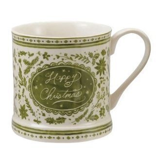Stoneware Mug with Holiday Saying (12oz), Style: "Happy Christmas"