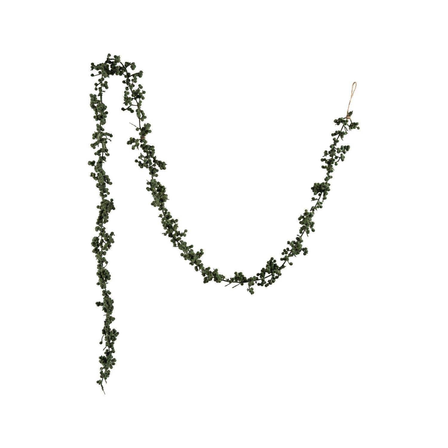 Hand-Embroidered Wool Felt Holiday Garland Green Foam Balls