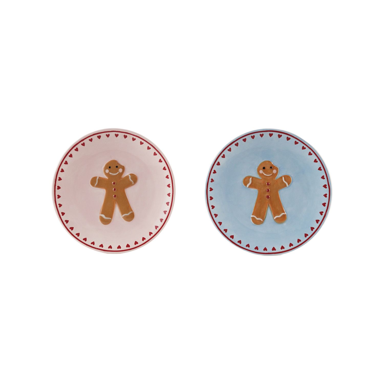 Stoneware Plate Gingerbread &amp; Heart Pattern