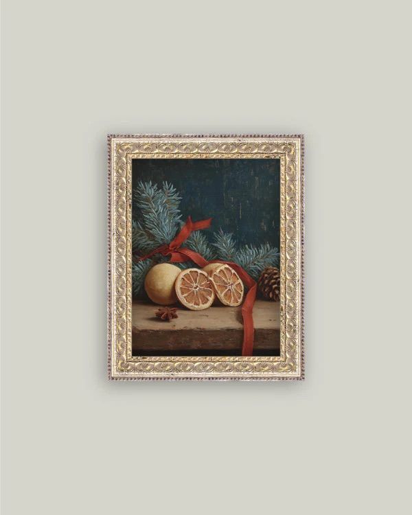 Christmas Oranges Framed Antique Style Art Print, Size: 8" x 10"