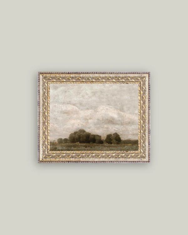 Tree and Cloud Landscape Vintage Framed Antique Style Wall Art - TREECLOUD-86-75S
