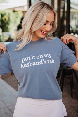 Put It On My Husband's Tab T-Shirt Blue