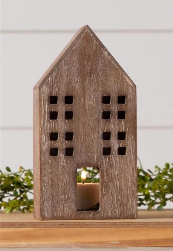 Wooden House Candle Holder Medium