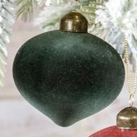 Velvet Teardrop Ornament 3”, Color: Green