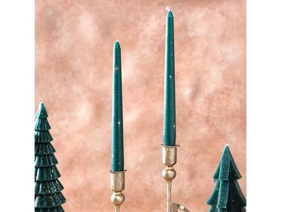 Green Holiday Taper Candles