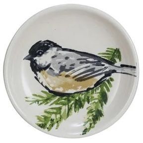 Stoneware Dish Chickadee