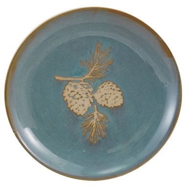 Stoneware Blue Plate Mistletoe