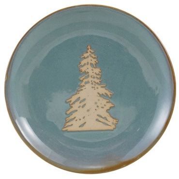 Stoneware Blue Plate Pine Tree