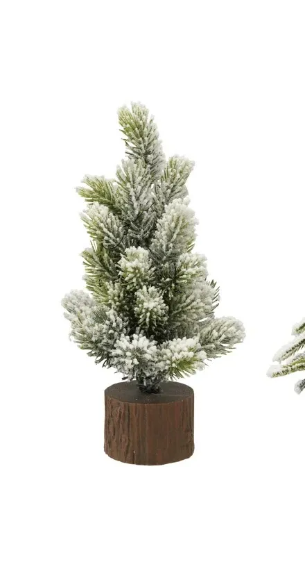 Faux Evergreen Trees with LED Lights and Wooden Base, Style: 1