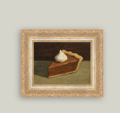 Pumpkin Pie Slice Copper Gold Framed Wall Canvas 12 x 10 Art Print
