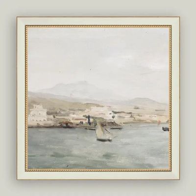 Sailboat Landscape Summer Lake Vintage Framed Art Print 6 x 6