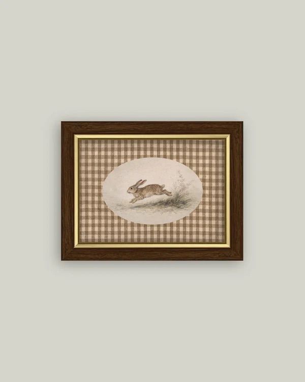 Running Bunny Vintage Easter Spring Wall Art Print Sign