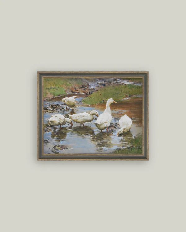Ducks on the Water Art Print Wall Art Framed Sign 9” x 7”