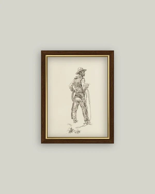 The Cowboy Art Western Vintage Wall Art Print Sign 7x9