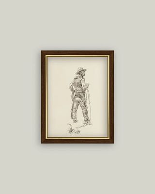 The Cowboy Art Western Vintage Wall Art Print Sign 7x9