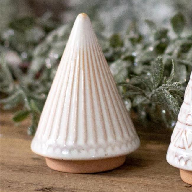 Reactive Glazed Ceramic Mini Christmas Trees, Style: Fluted