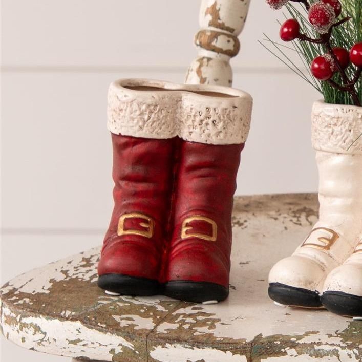 Mini Santa's Boots Vases, Color: Red