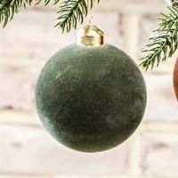 Velvet Ball Ornament 3”, Color: Green