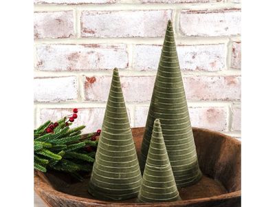 Sage Velvet Cone Trees Large
