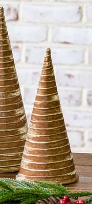 Beige Velvet Cone Trees 9.75"