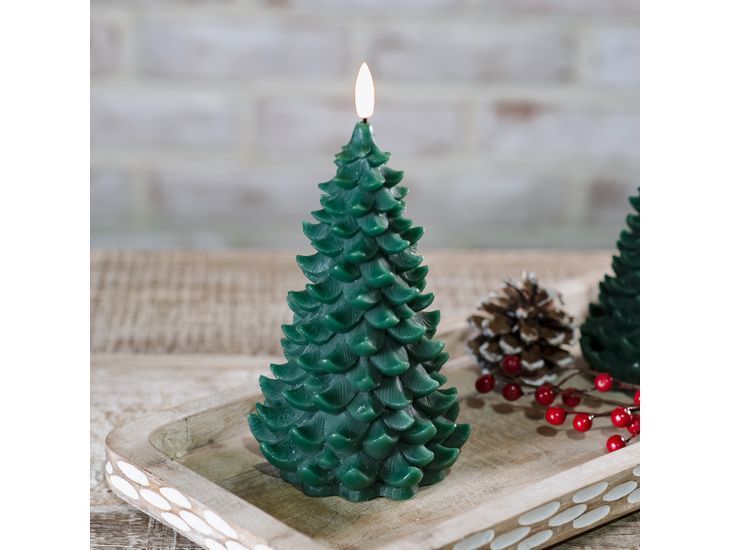 7” LED Green Wax Candle