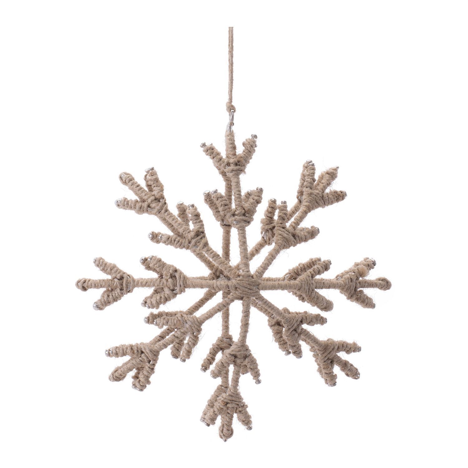 Jute Wrapped Iron Snowflake Ornament, Size: 5"