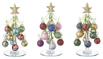 Glass Christmas Tree with Ornaments 6"